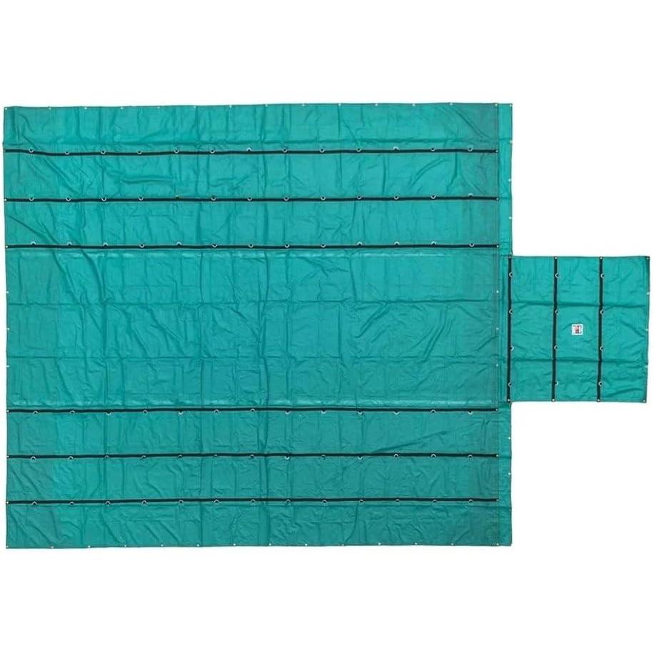 imageMytee Products 16 x 27 Flatbed Truck 18 Oz Steel Tarp with 4 FT Drop ampamp Flap  Black Heavy Duty Vinyl Waterproof Tarp for Trailers to Protect Cargo from Wind Rain Snow and SunGreen