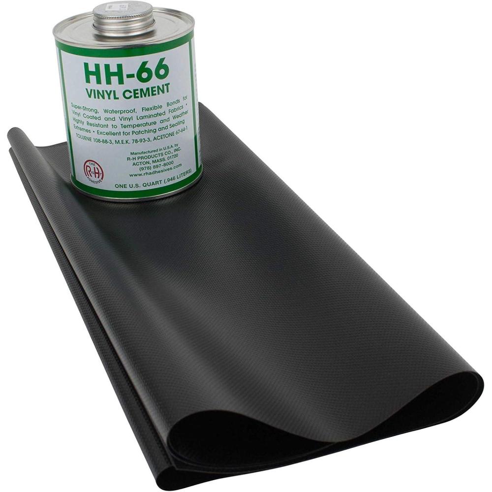 imageMytee Products 18oz Blue Tarp Vinyl Repair Kit HH66 HH66 PVC Cement with Brush 32 Ounce Made in USABlack