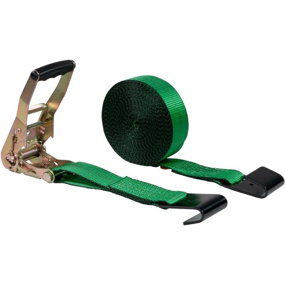imageMytee Products 2 inch x 27 Heavy Duty TieDown Ratchet Straps wFlat Hook  10000 lbs Breaking Strength  Wide Handle Flat Hook Ratchet Straps for Cargo Flatbed Trailers Pickup TrucksGreen