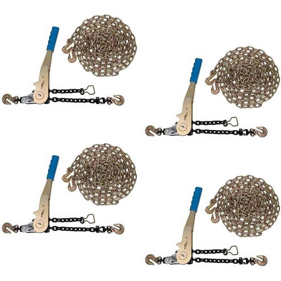 imageMytee Products 4 Pcs G70 516quot Chain ampamp Easy Binder Kit  2 516quot38quot Easy Ratcheting Chain Load Binder ampamp 2 516quot x 20 G70 Transport Chain wGrab Hooks  4700 lbs WLL for Truck Trailer Tie DownKit 8 Pcs