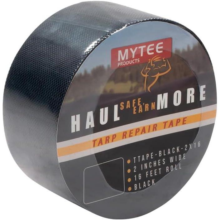 imageMytee Products 88 oz Waterproof White Vinyl Tarp Repair Tape 6 Inch x 50 FT with Heavy Duty Adhesive Backing  Tarp Patch Kit Tarp Repair KitBlack