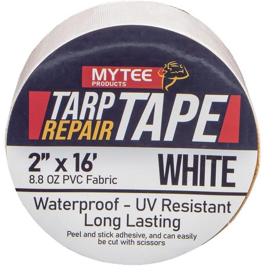 imageMytee Products 88 oz Waterproof White Vinyl Tarp Repair Tape 6 Inch x 50 FT with Heavy Duty Adhesive Backing  Tarp Patch Kit Tarp Repair KitWhite