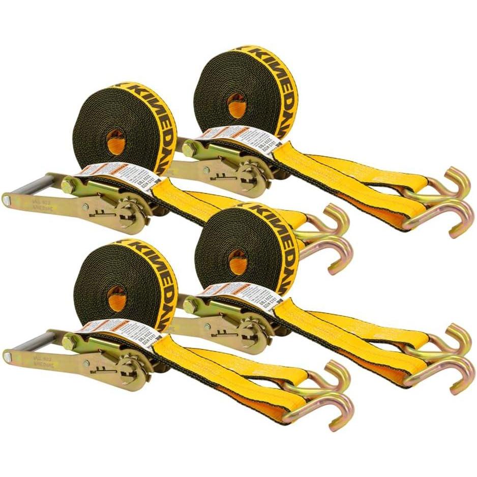 imageMytee Products Kinedyne 10 Pack Ratchet TieDown Straps with Wire Hook 2quotx30 Yellow Ratchet Strap 10000 Lbs Breaking Strength Heavy Duty Tie Down Ratchet Straps for Flatbed Truck Trailers Pickup4  Pack