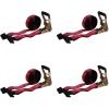 imageMytee Products 2 inch x 27 Heavy Duty TieDown Ratchet Straps wFlat Hook  10000 lbs Breaking Strength  Wide Handle Flat Hook Ratchet Straps for Cargo Flatbed Trailers Pickup TrucksRed