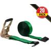 imageMytee Products 2 inch x 27 Heavy Duty TieDown Ratchet Straps wFlat Hook  10000 lbs Breaking Strength  Wide Handle Flat Hook Ratchet Straps for Cargo Flatbed Trailers Pickup TrucksGreen