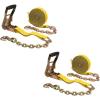 imageMytee Products 4 Pack 2quot x30 Orange Ratchet Strap with Chain Anchor  4000 Lbs WLL High Abrasion Heavy Duty Tie Down Cargo Truck Straps with Chan Anchor for Flatbed Truck Trailers PickupYellow