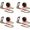 imageMytee Products 4 Pack 2quot x30 Orange Ratchet Strap with Chain Anchor  4000 Lbs WLL High Abrasion Heavy Duty Tie Down Cargo Truck Straps with Chan Anchor for Flatbed Truck Trailers PickupOrange