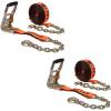 imageMytee Products 4 Pack 2quot x30 Orange Ratchet Strap with Chain Anchor  4000 Lbs WLL High Abrasion Heavy Duty Tie Down Cargo Truck Straps with Chan Anchor for Flatbed Truck Trailers PickupOrange