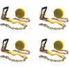 imageMytee Products 4 Pack 2quot x30 Orange Ratchet Strap with Chain Anchor  4000 Lbs WLL High Abrasion Heavy Duty Tie Down Cargo Truck Straps with Chan Anchor for Flatbed Truck Trailers PickupYellow