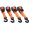 imageMytee Products 4 Pack Orange Auto Retract NORATCHETING Ratchet Straps  1quot x 12 Retractable Ratchet Straps with Zinc Coated S Hook Tiedowns for Motorcycles ATVs Bikes Trailer TieDownOrange