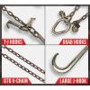 imageMytee Products 516quotx2 Leg Grade 70 VChain Bridle Tow w 15quot Large Shank J Hook TJ Hook ampamp Grab Hooks for Towing  4700 LBS WLL Tow Truck Chain Accessories for Flatbed Trailer Wrecker RecoveryGold Chromate