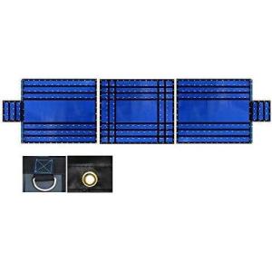 imageMytee Products 16 x 18 3 Piece Flatbed Truck 18 Oz Lumber Tarp with 4 FT Drop  Black Heavy Duty Vinyl Waterproof Tarp for Trailers to Protect Cargo from Wind Rain Snow and SunBlue