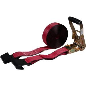 imageMytee Products 2 inch x 27 Heavy Duty TieDown Ratchet Straps wFlat Hook  10000 lbs Breaking Strength  Wide Handle Flat Hook Ratchet Straps for Cargo Flatbed Trailers Pickup TrucksRed