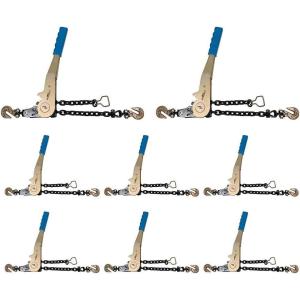 imageMytee Products 4 Pack 38quot  12quotEasy Ratchet Chain Binder with Grab Hooks ampamp 6000 lbs WLL  Heavy Duty Tie Down Ratchet Load Binder for Flatbed Trailers ampamp Trucks8  Pack