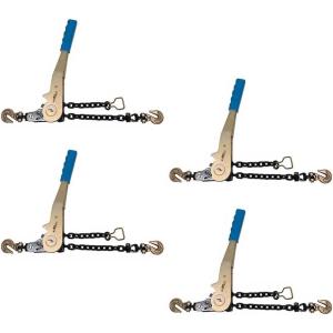 imageMytee Products 4 Pack 38quot  12quotEasy Ratchet Chain Binder with Grab Hooks ampamp 6000 lbs WLL  Heavy Duty Tie Down Ratchet Load Binder for Flatbed Trailers ampamp Trucks4  Pack