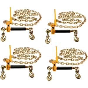 imageMytee Products 4 Pack 38quot x 20 Grade 70 Chain 3812 Peerless QuikBinder Kit H51250658 Ratchet Load Binder WLL 12000Chain Binder Kit 8 PC