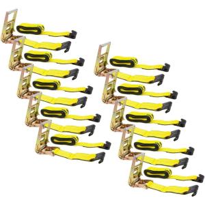 imageMytee Products Ratchet TieDown Straps with Flat Hooks 3quot x 30 Ratchet Straps Yellow  15000 Lbs Breaking Strength  TieDown Ratchet Straps for Flatbed Truck Trailers Pickup10  Pack