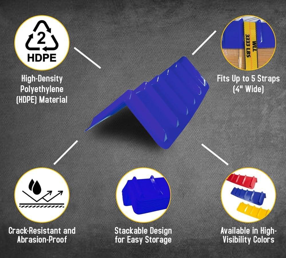 imageMytee Products 20 Pack Red Flatbed Edge Protectors  8quot x 8quot x 36quot  V Shaped Winch Ratchet Straps Plastic Corner Protector for Flatbed Cargo LoadBlue