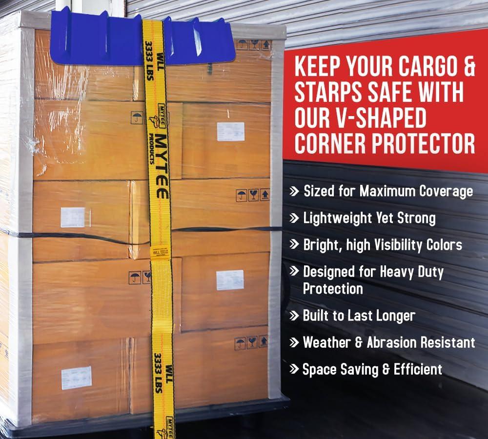 imageMytee Products 20 Pack Red Flatbed Edge Protectors  8quot x 8quot x 36quot  V Shaped Winch Ratchet Straps Plastic Corner Protector for Flatbed Cargo LoadBlue