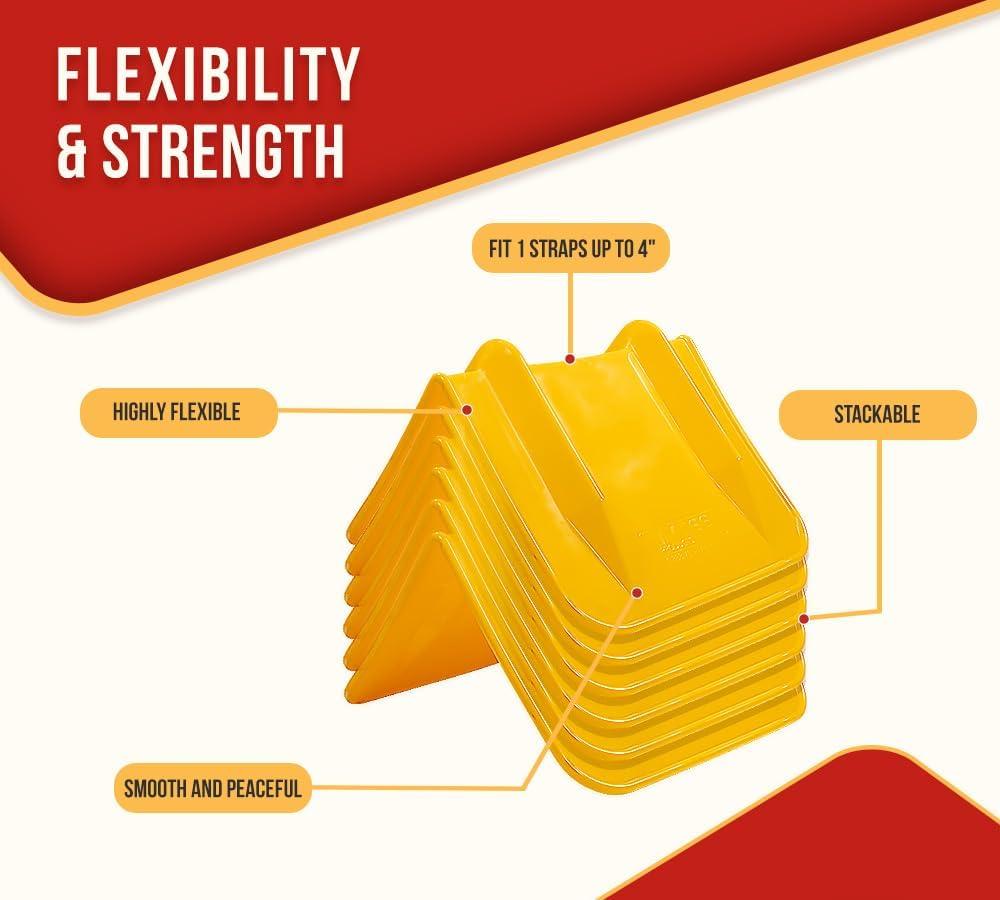 imageMytee Products 20 Pack V Edge Protectors Flatbed 8quot x 12quot Red  Vee Shaped Plastics Corner Protectors for Cargo Loads  Tie Down Strap Guard for Winch Ratchet Straps on Flatbed Truck TrailersYellow