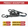 imageMytee Products 4 Pack 1x12 Retractable Ratchet Straps with Safety Lock S Hook 1500 Breaking Strength 4 Soft Loops ampamp Storage Bag  Self Ratcheting Tie Down Strap for Boat Jet Ski ATVs Bikes