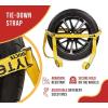 imageMytee Products 4 Pack 2quot x8 Car Tie Down Straps for Trailer with Chain Anchor  3333 Lbs WLL High Viz Green Lasso Style Tire Straps for Car Trailer with Ratchets  Wheel Strap for Hauling Cars2  Pack