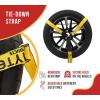 imageMytee Products 4 Pack 2quot x8 Car Tie Down Straps for Trailer with Chain Anchor  3333 Lbs WLL High Viz Green Lasso Style Tire Straps for Car Trailer with Ratchets  Wheel Strap for Hauling CarsYellow