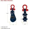 imageMytee Products 4 Ton Snatch Block with Shackle for 12quot Wire Rope  412quot Sheave Tree Sling ampamp Tow Wrecker  Heavy Duty Pulley Block for Towing Lifting Rigging Use1  Pack