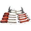 imageMytee Products 8 Point Roll Back Vehicle Tie Down Kit with Chain Extension on Both Ends Ratchet Handles  High Abrasion Orange WLL 3333 LB  Tow Truck Straps Car Hauler Tie Down Systemw Chain Ends High Abrasion Orange