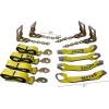 imageMytee Products 8 Point Roll Back Vehicle Tie Down Kit with Chain Extension on Both Ends Ratchet Handles  High Abrasion Orange WLL 3333 LB  Tow Truck Straps Car Hauler Tie Down Systemw Snap Hooks