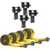 imageMytee Products Stake Pocket Winch ampamp Winch Straps Kit  4 Pack Kinedyne 4quot x 30 Yellow Winch Strap with Flat Hook ampamp 4 Pack Stake Pocket Winch for Flatbed TrailersBlack