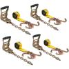 imageMytee Products 4 Pack 2quot Tie Down Chain Ratchet Straps with G70 RTJ Cluster Hooks  Heavy Duty Roll Back Car Hauler Tow Ratchets with Chain 3335 lbs WLL for Auto Towing ampamp Recovery4  Pack