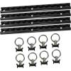 imageMytee Products 4 Pcs of 12 inch Black L Track Rail ampamp 8 Pcs of Single Stud Fitting Hooks with Round Ring for Trailers ampamp Pickup Trucks  Heavy Duty L Track Tie Down System for Motorcycles ATVs ampamp UTVsBlack Coated