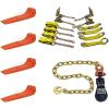 imageMytee Products 8 Point Roll Back Vehicle Tie Down Kit with Chain Extension on Both Ends Ratchet Handles  High Abrasion Orange WLL 3333 LB  Tow Truck Straps Car Hauler Tie Down SystemVehicle Tie Down Kit