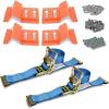 imageMytee Products ETrack Wheel Chock and Strap Kit 4 ETrack Wheel Chocks Orange 2 2quot x 8 ETrack Straps1  Pack