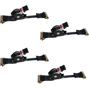 imageMytee Products 1 x 12 Retractable Ratchet Straps for ETrack  Auto Retract Tie Down Straps with 500 lbs WLL  Self Ratcheting Strap for Boat Jet Ski ATVs Bikes 4 Pack4  Pack
