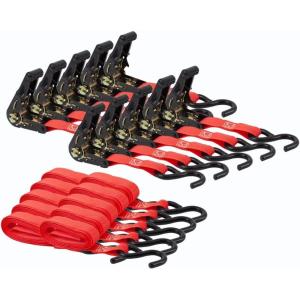 imageMytee Products 10 Pack 1quot x 10 Ratchet Strap with S Hook  Red10  Pack