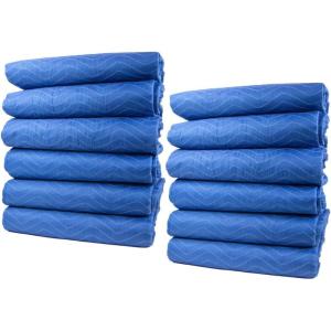 imageMytee Products 12 Pack 72quot x 80quot 85 lbdz Weight Heavy Duty Moving Blankets  Blue Woven Polyester Furniture Moving Pads for Protection in Moving or Storage12  Pack