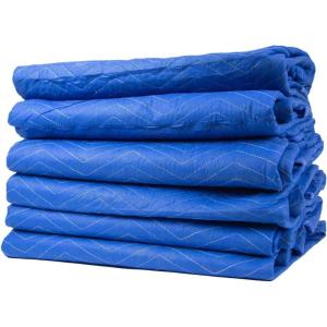 imageMytee Products 12 Pack 80quot x 72quot Moving Blankets 60 lbdz Weight  Blue NonWoven Polyester Furniture Moving Pads for Protection in Moving or Storage6  Pack