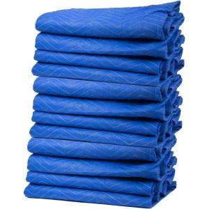 imageMytee Products 12 Pack 80quot x 72quot Moving Blankets 60 lbdz Weight  Blue NonWoven Polyester Furniture Moving Pads for Protection in Moving or Storage12  Pack