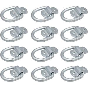 imageMytee Products 12quot BoltOn D Ring Heavy Duty Tie Down Anchor wMounting Brackets 12000 LBS Breaking Strength  White Blue Zinc  Cargo Tie Down Anchors for Flatbed Trucks Trailers 8 Pack12  Pack