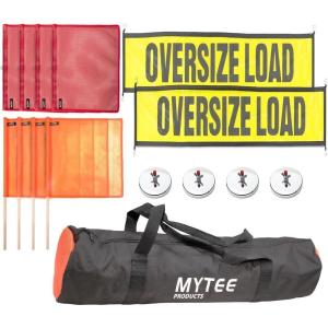 imageMytee Products 15 Pcs Magnetic Oversize Load Sign Kit  2 Mesh Oversized Load Banner 8 Pcs Mesh Warning Flag wWood Dowel ampamp Wire Loop 1 Bag ampamp 4 Magnetic Flag Holder for Construction Pedestrian SignMulti
