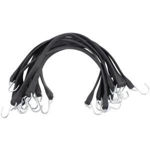 imageMytee Products 15quot Natural Rubber Tarp Bungee Straps Crimped Hooks  50 PackBlack