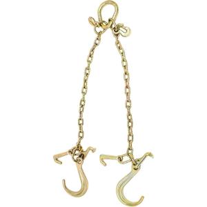 imageMytee Products 2 Pack 516 x 3 G70 VChain Bridle w 8quot Medium J Hooks T Hook ampamp JHook wGrab Hooks 3 Legs 4700 lbs WLL3 ft legs w 8 J Hook 1Pack