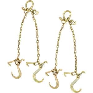 imageMytee Products 2 Pack 516 x 3 G70 VChain Bridle w 8quot Medium J Hooks T Hook ampamp JHook wGrab Hooks 3 Legs 4700 lbs WLL3 ft legs w 8 J Hook 2Pack