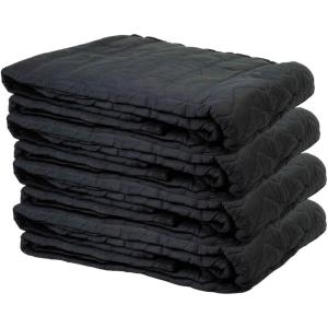 imageMytee Products 2 Pack Small Black Sound Dampening Blanket with Grommets  48quot x 48quot  Moving Blanket with Sound Absorption  CottonPolyester Woven Machine Washable4  Pack