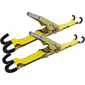 imageMytee Products 2 Pack Steering Wheel Lock with Coated Claw Hooks for Wrecker Tow Truck Ratchet Style  Secure The Steering Wheel to Brake Pedal Seat Frame or Other Anchor Point2 Pack