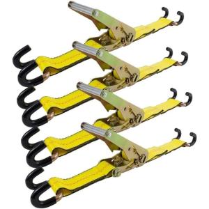 imageMytee Products 2 Pack Steering Wheel Lock with Coated Claw Hooks for Wrecker Tow Truck Ratchet Style  Secure The Steering Wheel to Brake Pedal Seat Frame or Other Anchor Point4 Pack