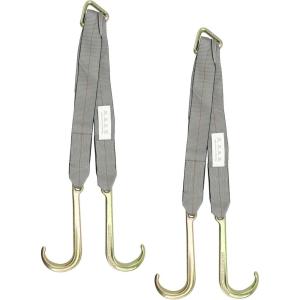imageMytee Products 2 Pack Tow Straps V Bridle 3quot x 24quot w 15quot Long Shank J Hooks 5400 lbs Working Load  Recovery V Strap for Car Wrecker Rollback Car Hauler Carrier2  Pack
