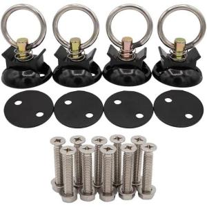 imageMytee Products 22 Pieces Black LTrack Tie Down Kit with 2quot Round Anchor Point for Trucks or Trailers to Tie Down Your Boat UTV ATV Motorcycle Lawnmower10  Pack